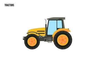 tractoren zwaar uitrusting vlak illustratie, tractoren zwaar uitrusting logo sjabloon vector