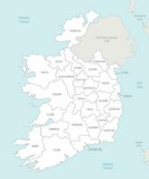 vector kaart van Ierland met provincies en administratief divisies, en naburig landen. bewerkbare en duidelijk gelabeld lagen.