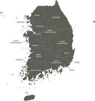 vector kaart van zuiden Korea met provincies, grootstedelijk steden en administratief divisies. bewerkbare en duidelijk gelabeld lagen.