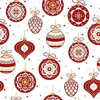 Kerstmis naadloos achtergrond met ballen en sterren. perfect voor vakantie uitnodigingen, winter groet kaarten, behang en geschenk papier vector