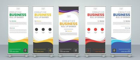 verticaal banier ontwerp uithangbord reclame brochure folder sjabloon vector x-banner en straat bedrijf vlag van gemak