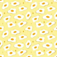 naadloos patroon van zonnig kant omhoog gebakken eieren Aan geel achtergrond voor ontwerp, decoratie, afdrukken, papier inpakken vector