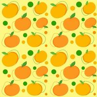 naadloos patroon van sinaasappelen, citrus, fruit vector in geel achtergrond voor ontwerp, decoratie, het drukken