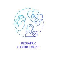 pediatrisch cardioloog blauw helling concept icoon. hart dokter. ziekte preventie. gezondheidszorg beoefenaar. kinderopvang centrum abstract idee dun lijn illustratie. geïsoleerd schets tekening vector