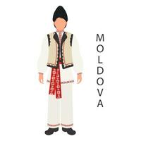 een Mens in een Moldavisch nationaal traditioneel kostuum. cultuur en tradities van Moldavië. illustratie, vector