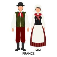 een Mens en een vrouw in volk Frans nationaal kostuums. cultuur en tradities van Frankrijk. illustratie, vector