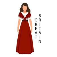 vrouw in Brits retro volk kostuum. cultuur en tradities van Super goed Brittannië. illustratie, vector