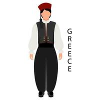 een Mens in een Grieks volk kostuum en hoofdtooi. cultuur en tradities van Griekenland. illustratie, vector