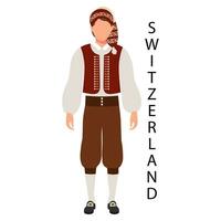 een Mens in een Zwitsers volk kostuum en hoofdtooi. cultuur en tradities van Zwitserland. illustratie, vector