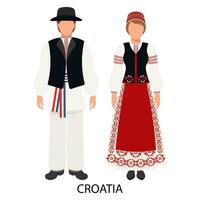 een paar van een Mens en een vrouw in Kroatisch volk kostuums. cultuur en tradities van Kroatië. illustratie, vector
