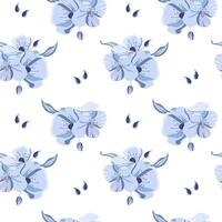 naadloos patroon van abstract blauw hibiscus bloemen. illustratie, achtergrond, vector