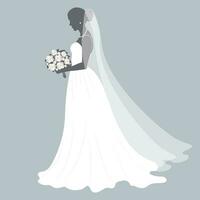 bruid in een bruiloft jurk, silhouet. luxe bruiloft illustratie, sjabloon voor uitnodiging. illustratie, vector