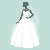 bruid in een bruiloft jurk, silhouet. luxe bruiloft illustratie, sjabloon voor uitnodiging, kaarten. illustratie, vector