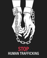 handen in kettingen. hou op menselijk mensenhandel. nationaal slavernij en menselijk mensenhandel concept. illustratie, vector. vector