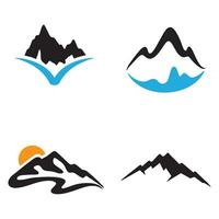 logos van rivieren, kreken, rivieroevers en stromen. rivier- logo met combinatie van bergen en bouwland met concept ontwerp vector illustratie sjabloon.