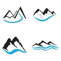 logos van rivieren, kreken, rivieroevers en stromen. rivier- logo met combinatie van bergen en bouwland met concept ontwerp vector illustratie sjabloon.