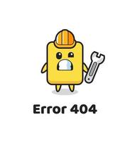 error 404 met de schattige gele kaart mascotte vector