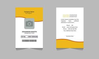 professioneel ID kaart kaart ontwerp sjabloon met geel kleur. zakelijke modern bedrijf ID kaart kaart ontwerp sjabloon. bedrijf werknemer ID kaart kaart sjabloon. vrij vector