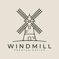 windmolen lijn kunst logo vector illustratie met minimalistische ontwerp. boerderij huis icoon ontwerp.