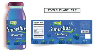 bosbes smoothie etiket ontwerp bewerkbare Product etiket sjabloon ontwerp vector