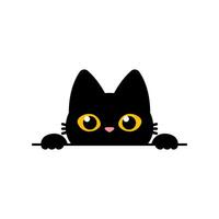 schattig gluren zwart kat vector illustratie