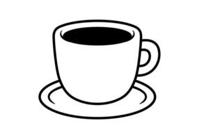 kop van koffie illustratie met zwart schets vector