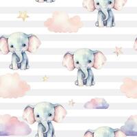 naadloos schattig olifant dier patroon. waterverf olifant vector achtergrond in pastel kleuren