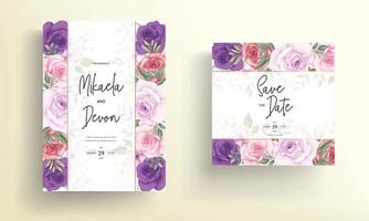 prachtige ontwerpen voor huwelijksuitnodigingen met prachtige bloemornamenten vector