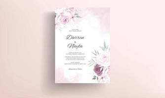 mooie handgetekende bloemen bruiloft uitnodigingskaart ontwerp vector