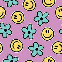 smiley gezicht patroon smiley achtergrond retro naadloos patroon smiley naadloos ontwerp retro bloemen patroon vector