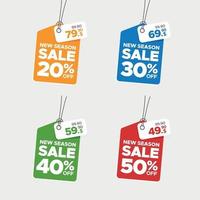 kleurrijke verkoop en prijskaartjes set vector