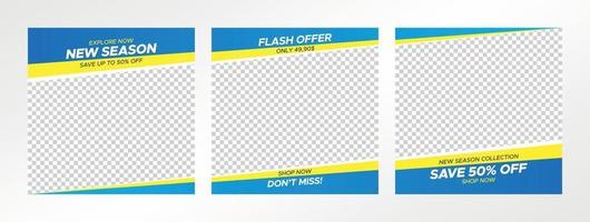 verkoopbanners met lege abstracte frames voor post en web op sociale media vector