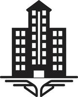 vector kunstenaarstalent appartement gebouw schoonheid elegant hoog stijgen zwart logo icoon