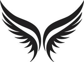 simplistisch schoonheid van veren engel Vleugels icoon emblematisch serenade in zwart logo symbool vector