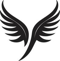 hemelen genot engel Vleugels symbool in zwart ontwerp elegant geest ambassadeur elegant vector embleem