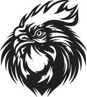 haan majesteit in zwart kip embleem voor modern branding vector