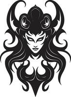 mystiek verleiden mooi vrouw demon icoon in vector zondig verleiding opnieuw gedefinieerd raadselachtig logo