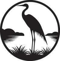 reiger profiel in strak ontwerp modern reiger grafisch in zwart vector