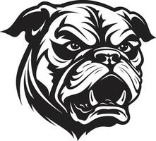 majestueus mascotte bulldog logo hond elegantie in monochroom zwart vector icoon