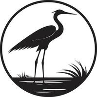 elegant zwart reiger symbool reiger artwork voor modern branding vector