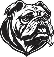 iconisch sterkte ontketend zwart embleem ontwerp zwart en dynamisch bulldog vector symbool