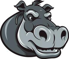 majestueus nijlpaard icoon ontwerp stoutmoedig zwart nijlpaard symbool vector