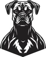 zwart schoonheid bokser hond logo meesterschap voortreffelijk sportief kunst bokser hond in zwart vector