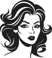 gebeeldhouwd schoonheid vrouw gezicht in zwart logo tijdloos verleiden zwart gezicht ontwerp embleem vector