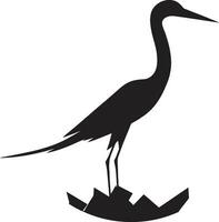 gestileerde zwart reiger embleem reiger symbool voor modern branding vector