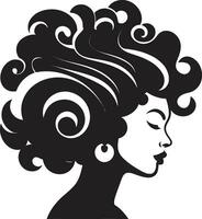 tijdloos verleiden zwart gezicht vector icoon met dames gezicht in monochroom elegant lijnen zwart logo met vrouwtjes gezicht icoon in monochroom