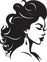 mystiek blik zwart embleem met dames gezicht icoon in zwart monochroom eeuwig verleiden logo met vrouw gezicht icoon in zwart monochroom vector