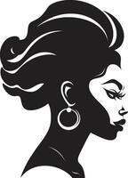tijdloos elegantie logo met een dames profiel gebeeldhouwd kalmte zwart vrouw gezicht vector icoon