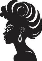 subtiel charme zwart logo met vrouwtjes profiel in monochroom gebeeldhouwd schoonheid zwart vrouw gezicht embleem in monochroom vector
