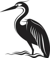 reiger symbool met een twist strak zwart reiger logo vector